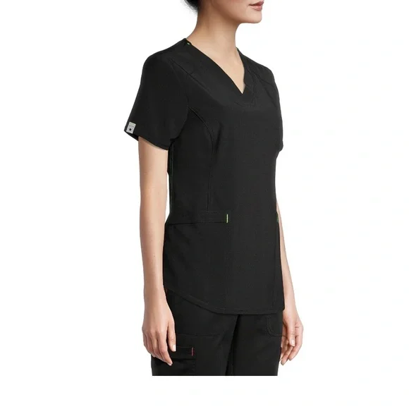 NWT Scrubstar Women's Seasonal Solid Contrast V-Neck Scrub Top - Picture 5 of 10